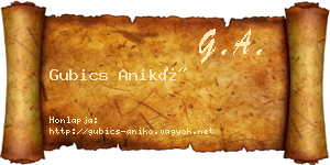 Gubics Anikó névjegykártya